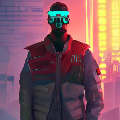 Image similar to cyberpunk volodymyr zelenskyy as the leader of a futuristic communist nation, cybernetics, sharp lines, digital, artstation, colored in