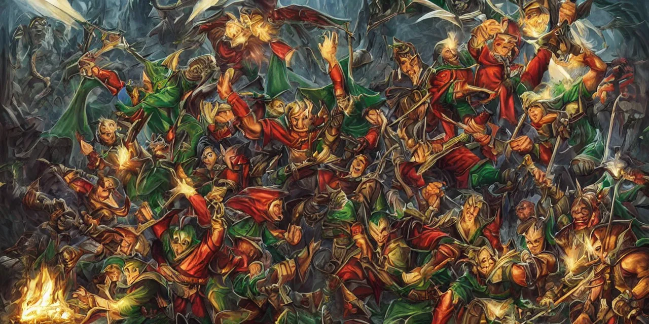 Image similar to evil elves fight evil dwarves