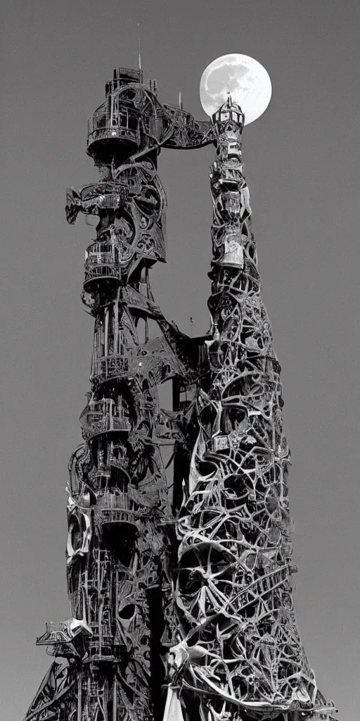 Image similar to moon rocket designed by Antoni Gaudi