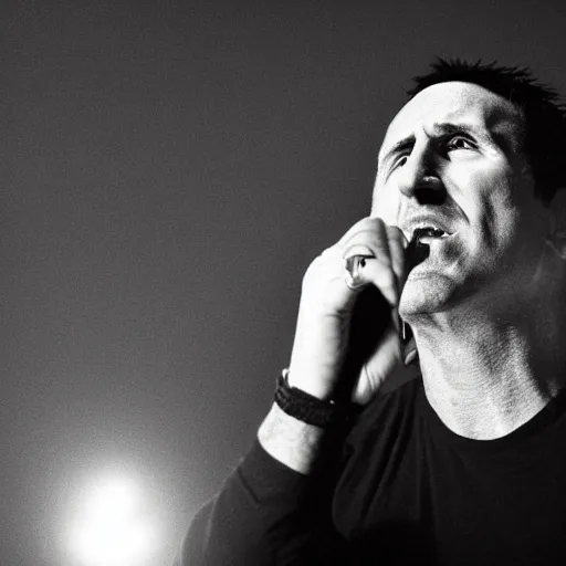 Prompt: Screaming Trent Reznor, singer songwriter NIN, ultrafine detail, associated press photo, masterpiece