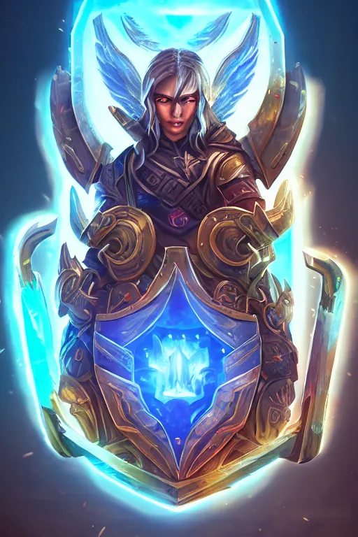 Image similar to shield fantasy epic legends game icon stylized digital illustration radiating a glowing aura global illumination ray tracing hdr fanart arstation by ian pesty and katarzyna da „ bek - chmiel