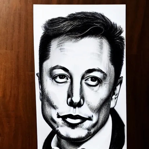 Image similar to pencil drawing of Elon musk