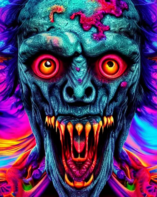 Image similar to film still of a monster, psychedelic 4 k ultra detailed