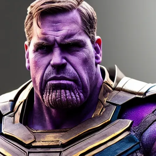 Prompt: steve carell as thanos, photorealistic movie still, detailed, 8 k