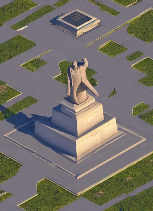 Image similar to lenin's monument isometric aerial by beeple, wlop, unreal engine 5, lumen, nanite