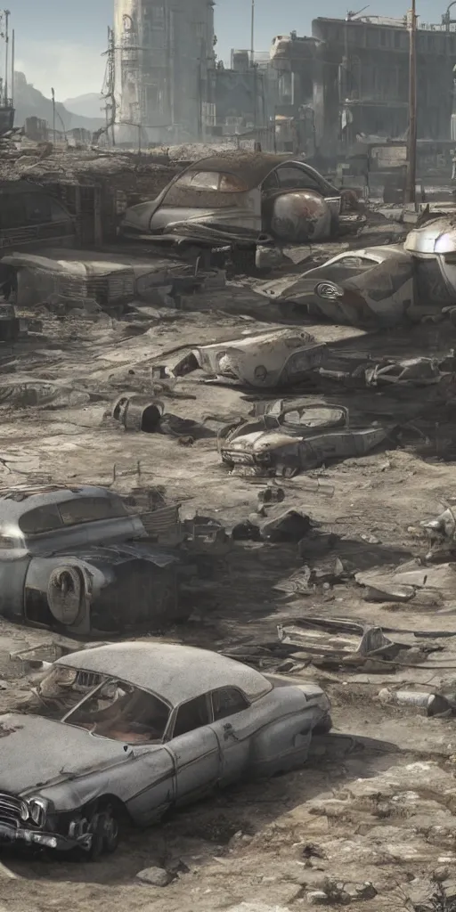 Image similar to fallout concept art car render ultra unreal engine 5