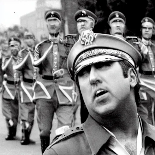 Prompt: Nicolas Cage as a dictator on a parade, archive photo, history