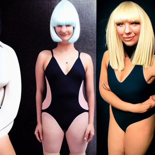 Image similar to sia furler full body photoshoot wearing a leotard