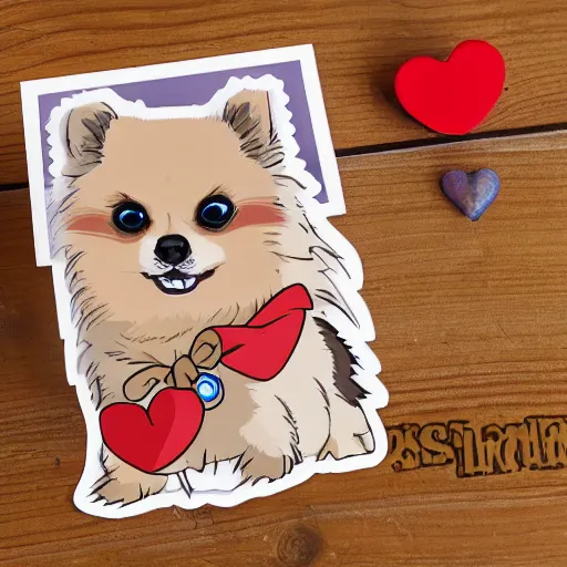 Prompt: cute pomeranian spitz sticker