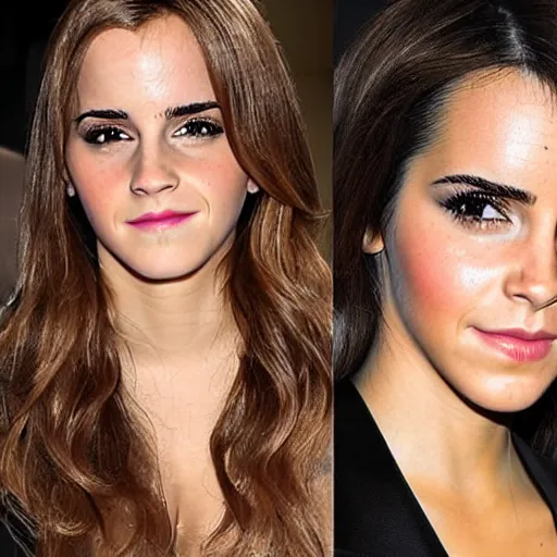 Image similar to emma watson mixed with kim kardashian, 5 0 - 5 0 mixture