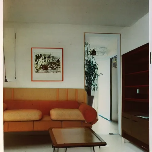 Prompt: late 70s eastern european apartment, design magazine photo