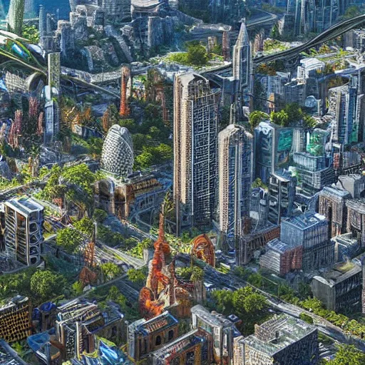 Prompt: A realistic beautiful natural city, 4k resolution, hyper detailed