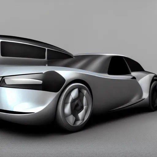 Prompt: A 3d render of a 2D car