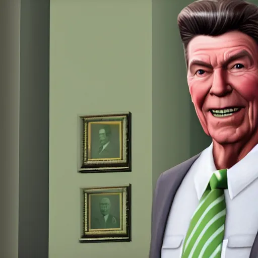 Image similar to ronald reagan. snapshot from the sims