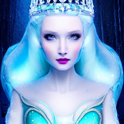 Image similar to photo of a real-life very beautiful! ice queen, highly detailed, 4k,