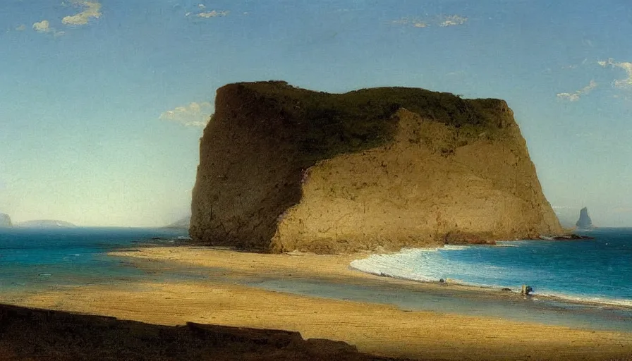 Prompt: a beautiful view of the cliffs at the beach, by william stanley haseltine