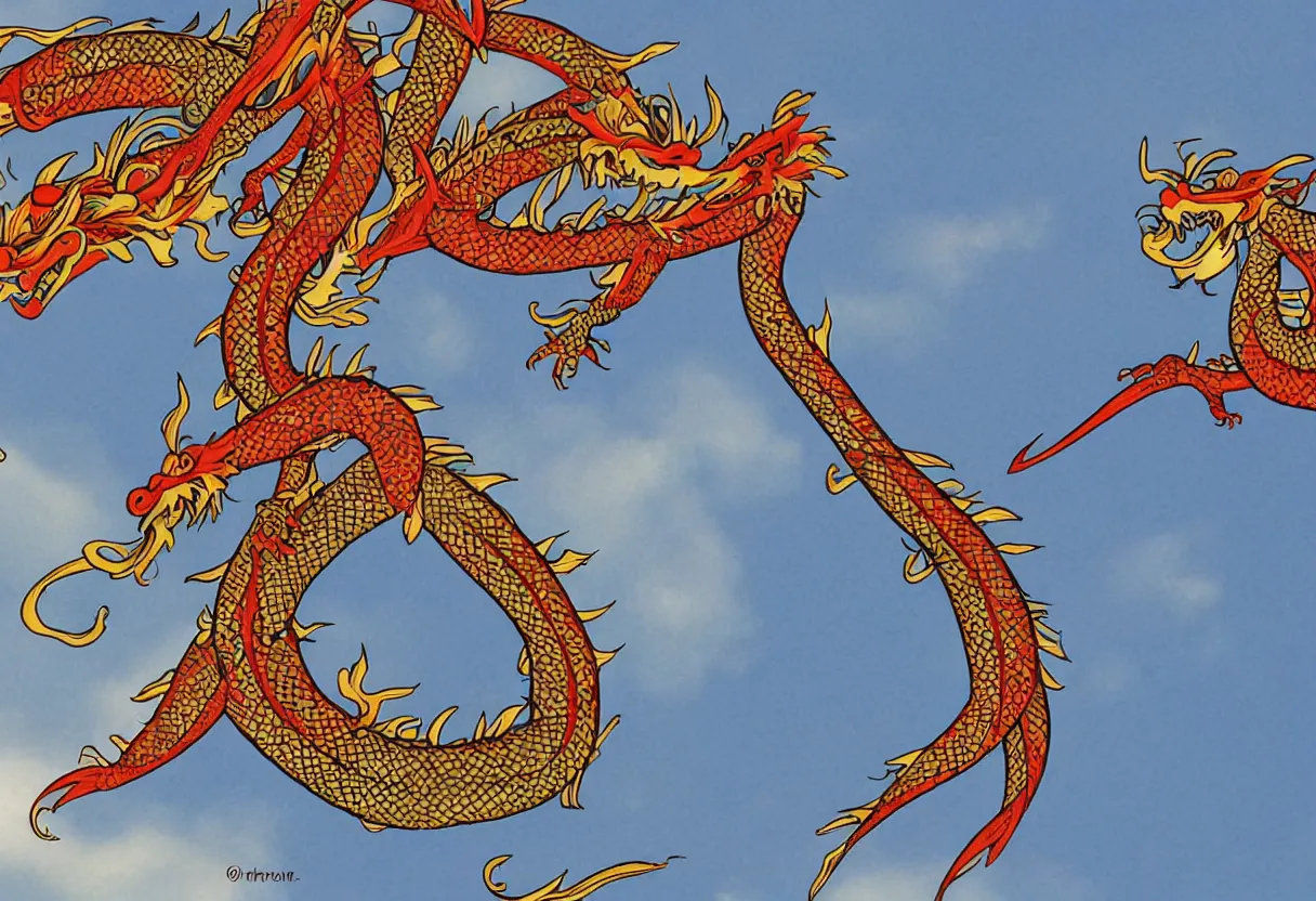 Image similar to chinese dragon fly in sky