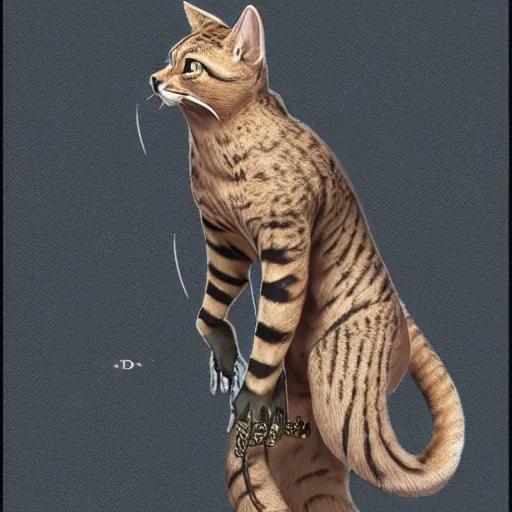 Image similar to d & d style, upper body portrait, tabaxi male, wearing studded leather.