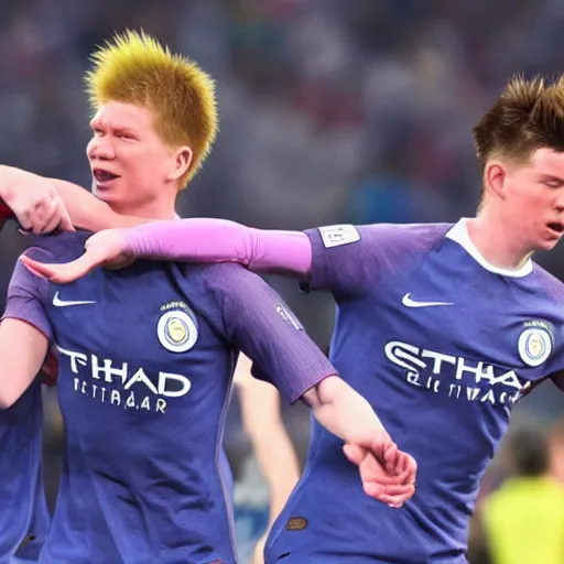 Image similar to Thomas Meunier and Kevin de Bruyne in Captain Tsubasa