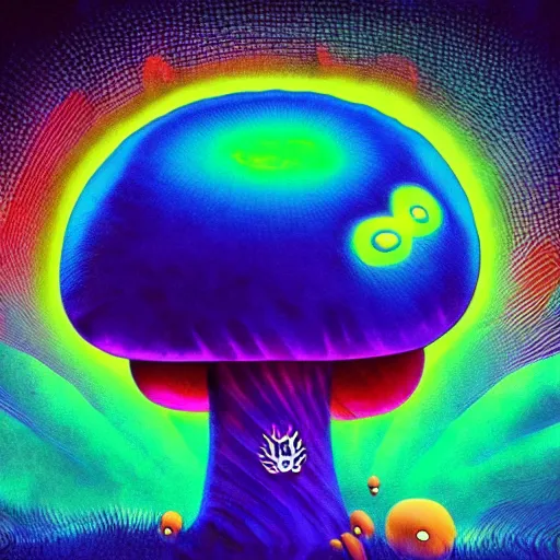 Prompt: trippy mushroom, by justin guse and luke brown and justin bonnet, details, instagram digital, artstation