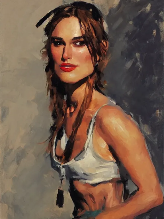 Image similar to portrait of Kiera Knightley as Tank girl by Gregory manchess