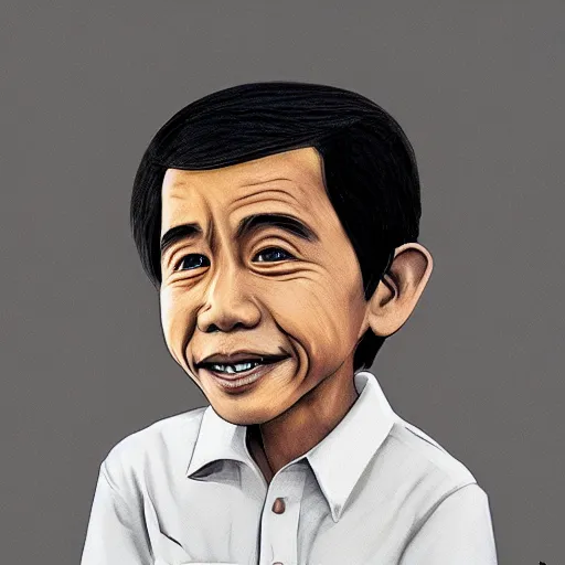 Image similar to child scribble of jokowi, behance,artstation