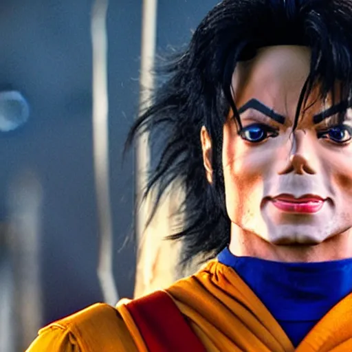 Image similar to still of michael jackson playing goku in the movie ( dragon ball evolution ), 4 k