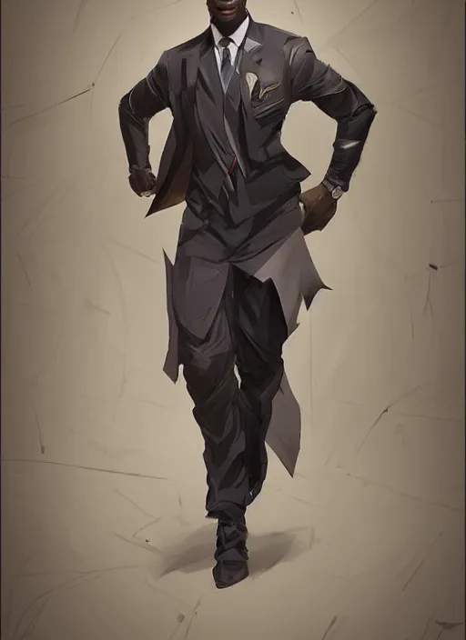 Image similar to detailed digital painting of handsome black man in corporate attire with short natural mohawk, fanart behance trending on artstation, concept art, matte, sharp focus, illustration, super hero pose, hearthstone, art by artgerm and greg rutkowski and alphonse mucha