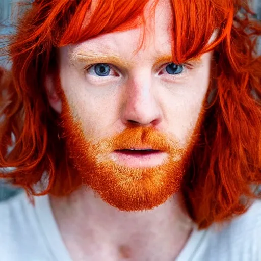 Prompt: photo of a red haired man who is made out of a piece of ginger