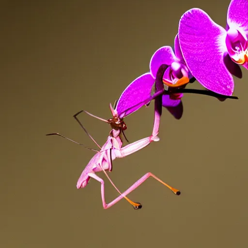 Prompt: an orchid mantis