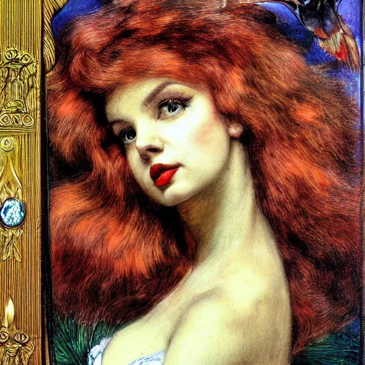 Image similar to portrait of a hybrid of a hybrid of judy garland and a hybrid of liza minelli and britney spears, holman hunt, john william waterhouse, kilian eng, rosetti, john everett millais, william holman hunt, 4 k