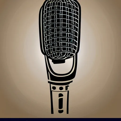 Image similar to iconic vector logo illustration of a microphone line art, bold