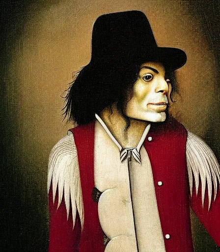 Image similar to portrait of michael jackson by hieronymus bosch, high quality, high detail