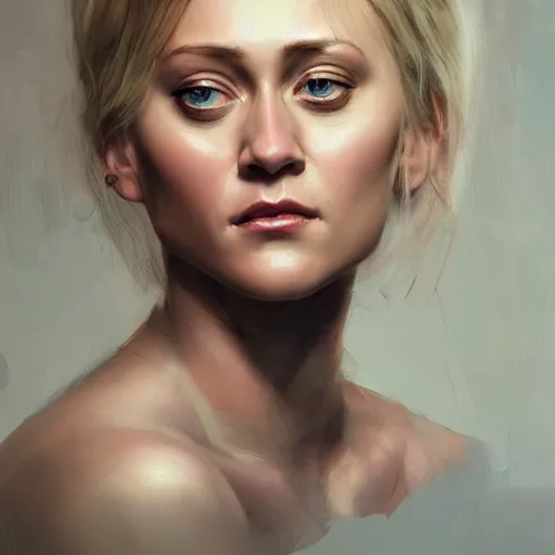 Image similar to Portrait of Olivia Taylor Dudley looking in a mirror, white lighting, detailed face, digital art by Ruan Jia and Mandy Jurgens and Artgerm and william-adolphe bouguerea, highly detailed, trending on artstation, award winning,