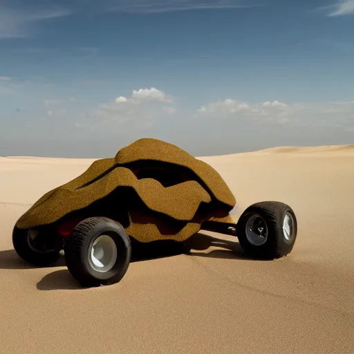 Image similar to a dune buggy that looks like an ankylosaurus