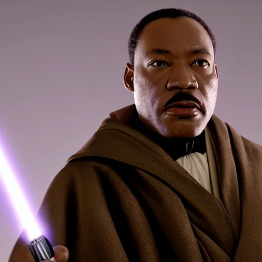 Image similar to martin luther king as mace windu in star wars, 8k resolution, full HD, cinematic lighting, award winning, anatomically correct