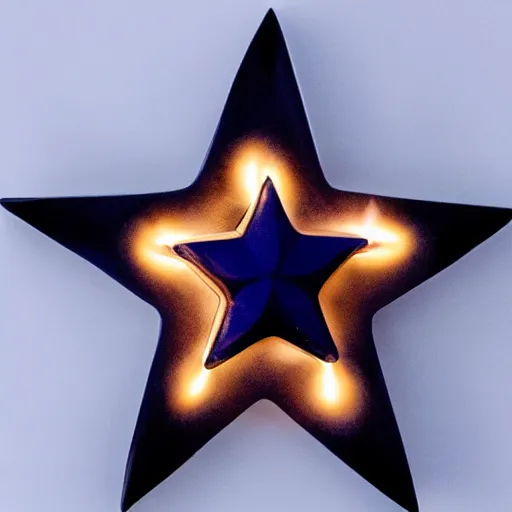 Image similar to dark blue glowing ceramic star shape, photograph