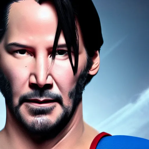 Prompt: keanu reeves as superman, highly detailed, 4 k