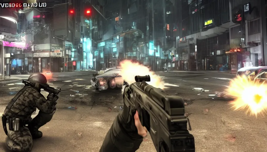 Prompt: 2020 RTS Video Game Screenshot, Anime Neo-tokyo Cyborg bank robbers vs police, Set inside of the Bank, Open Vault, Multiplayer set-piece Ambush, Tactical Squads :9, Police officers under heavy fire, Police Calling for back up, Bullet Holes and Realistic Blood Splatter, :6 Gas Grenades, Riot Shields, Large Caliber Sniper Fire, Chaos, Metal Gear Solid Anime Cyberpunk, Akira Anime Cyberpunk, Anime Bullet VFX, Anime Machine Gun Fire, Violent Action, Sakuga Gunplay, Shootout, :7 Inspired by Escape From Tarkov :6, Intruder + Akira :12 by Katsuhiro Otomo: 19, 🕹️ 😎 🔫 🤖 🚬