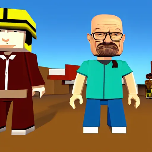 Prompt: Screenshot of walter white in roblox, hd
