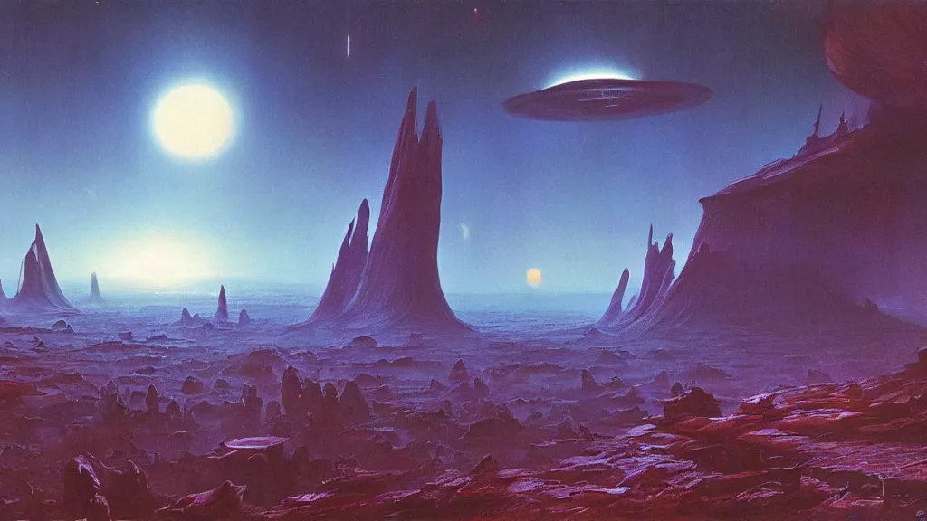 Image similar to otherworldly atmosphere of an evolving alien planet by arthur haas and bruce pennington and paul lehr, cinematic matte painting