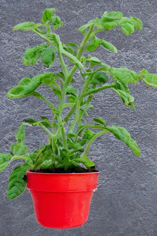 Image similar to a potted tomato plant with an ethernet connection, its leaves and tomatoes form a web developer interface for html 5 iot web 2. 0, high resolution megapixel photograph