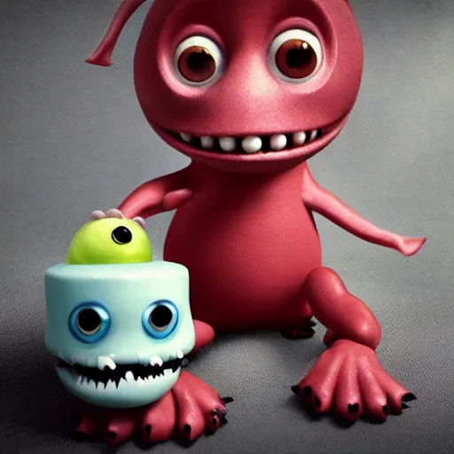 Prompt: autochrome photo of cute monster toy by Mark Ryden, realistic, octane render