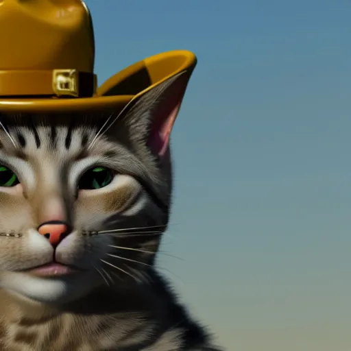 Image similar to ultra realistic cat smoking cigarette wearing mafia hat, ultra realistic, 8 k resolution, detailed, real life