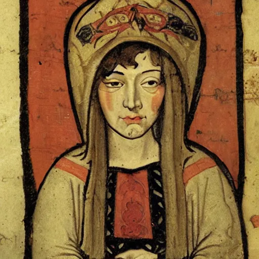 Image similar to a medieval portrait of Evelynn