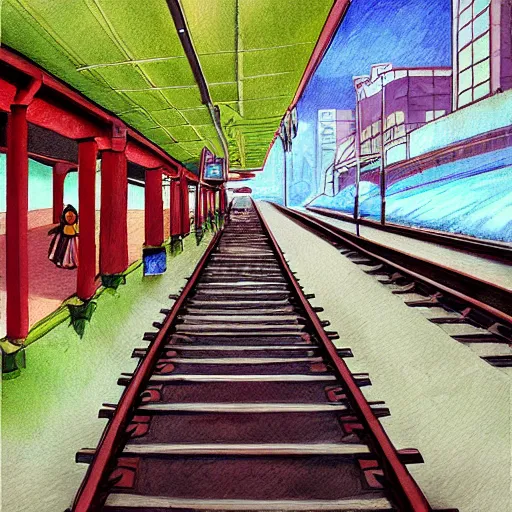 Image similar to Train station, Ponyo art