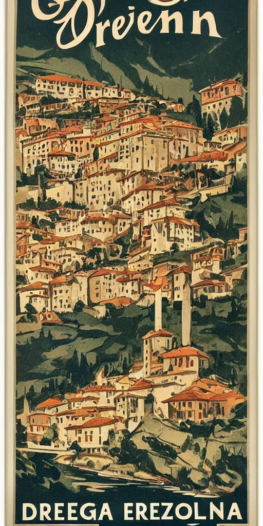 Prompt: a vintage poster of drei zinnen, italy 1 9 2 0