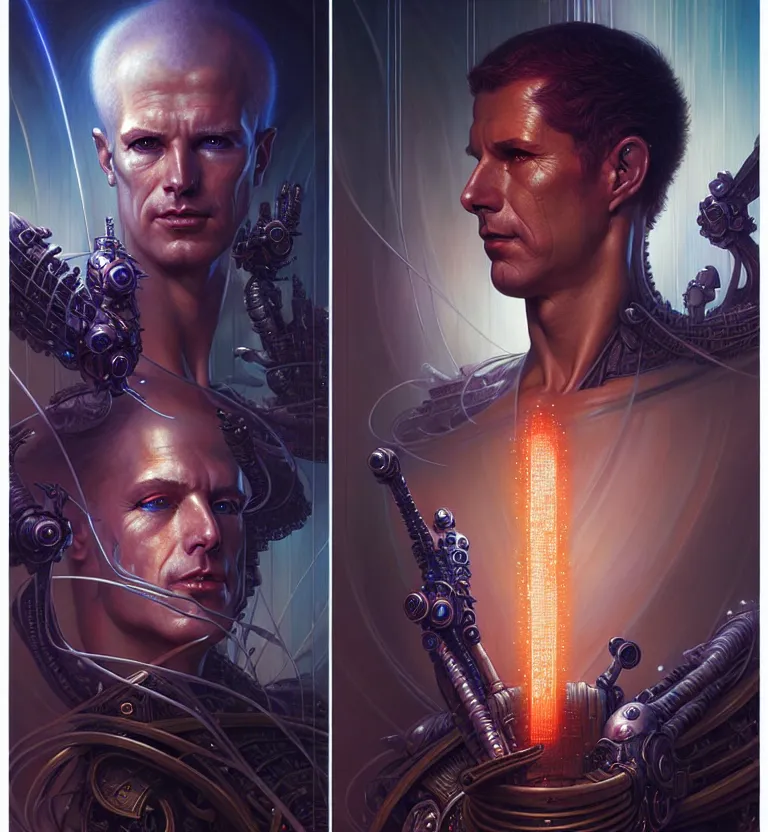 Image similar to gemini fantasy character portrait, ultra realistic, wide angle, intricate details, blade runner artifacts, highly detailed by peter mohrbacher, wayne barlowe, boris vallejo, hajime sorayama aaron horkey, gaston bussiere, craig mullins