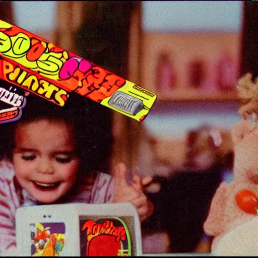 Image similar to vhs footage of an 8 0 s creatacrittles toy commercial