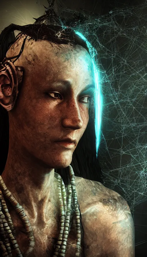 Prompt: portrait of a digital shaman, with cryengine